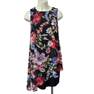 SL Fashions New York Dress Size 10 Black Floral